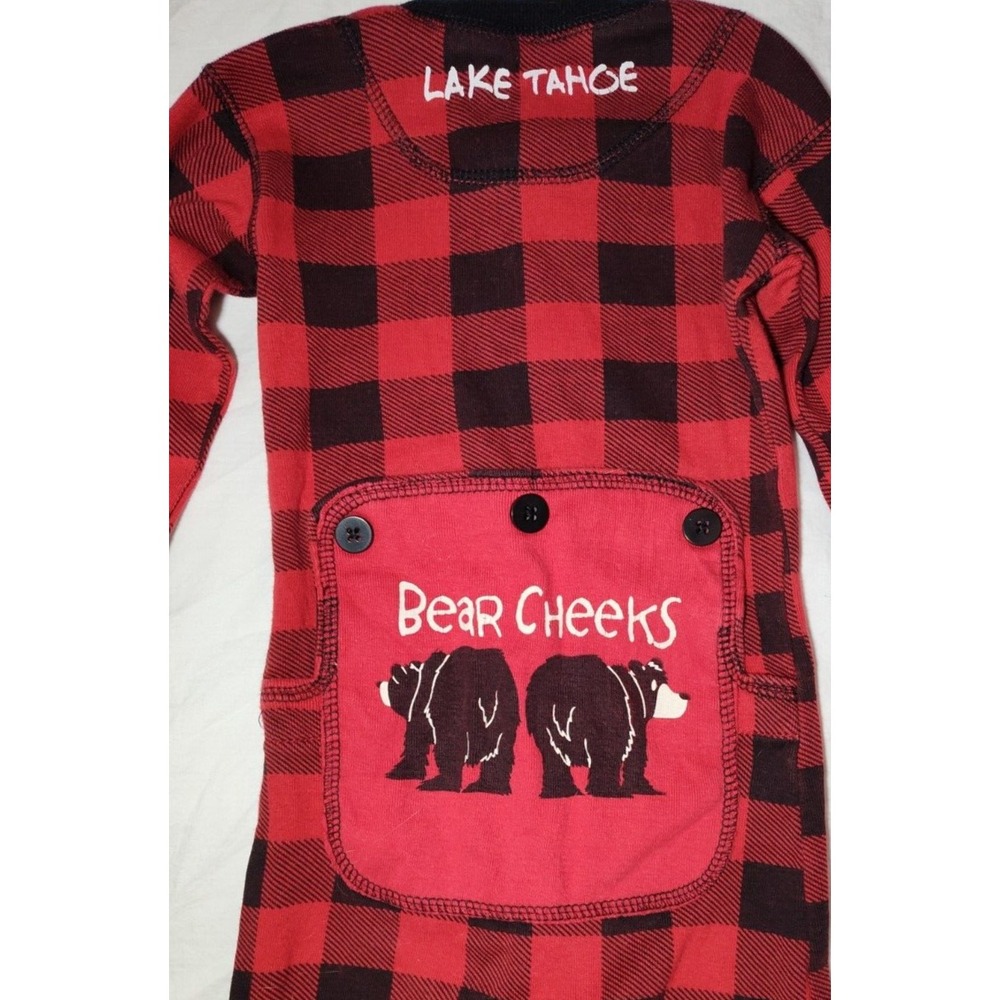 Lazy One Red Black 1pc Bear Cheeks Toddler Size 2T‎ Pajamas Jumpsuit Cotton - Picture 4 of 5